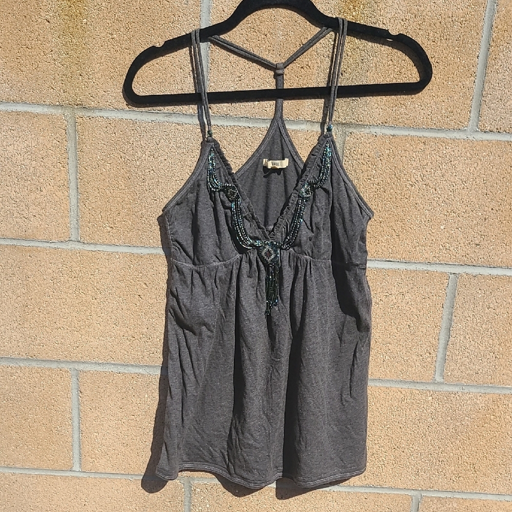 Gray Beaded Women's Top